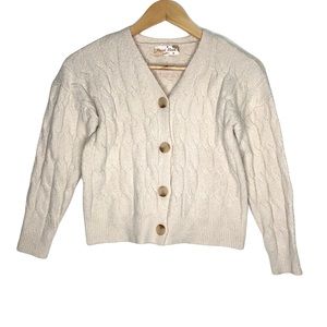 Hazel Moon Girls Kids Knit Cardigan Sweater Girl L 14 Cream Long Sleeve Button